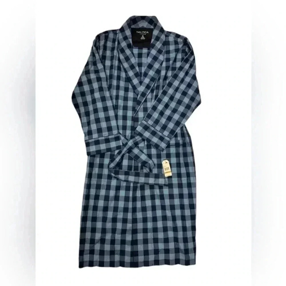 Nautica Sleepwear  NWT Belted Blue Plaid Robe Size Small-Med - Picture 6 of 9